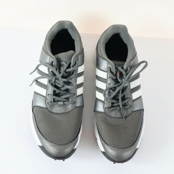 ADIDAS Men's Size 11 SILVER w WHITE STRIPES GOLF - Picture 4 of 8